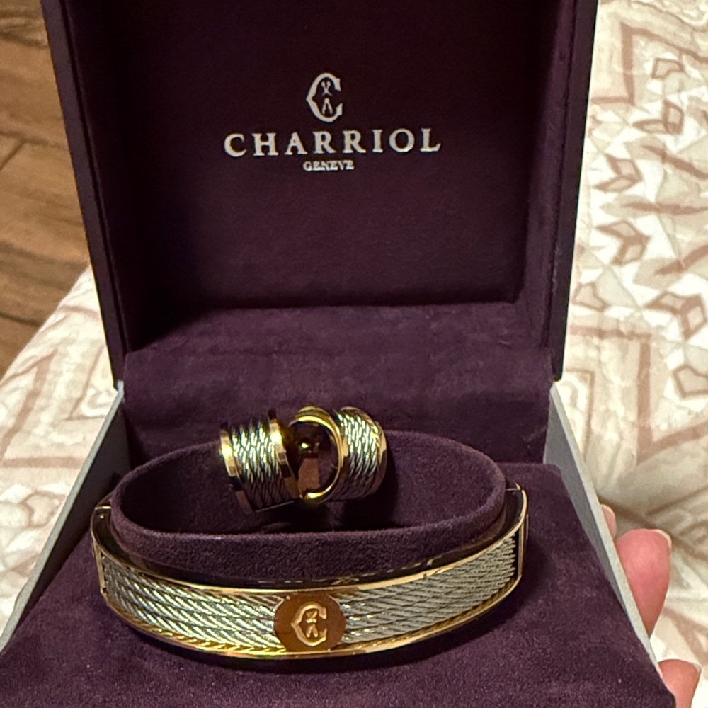 Charriol Two-Tone Cable Bracelet and Ring Set